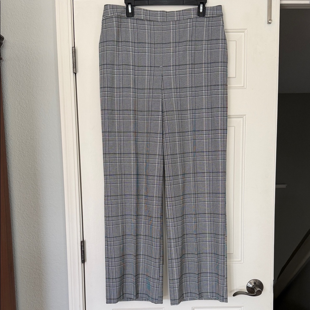 Nicole Miller black and white Plaid Wide-Leg Trousers